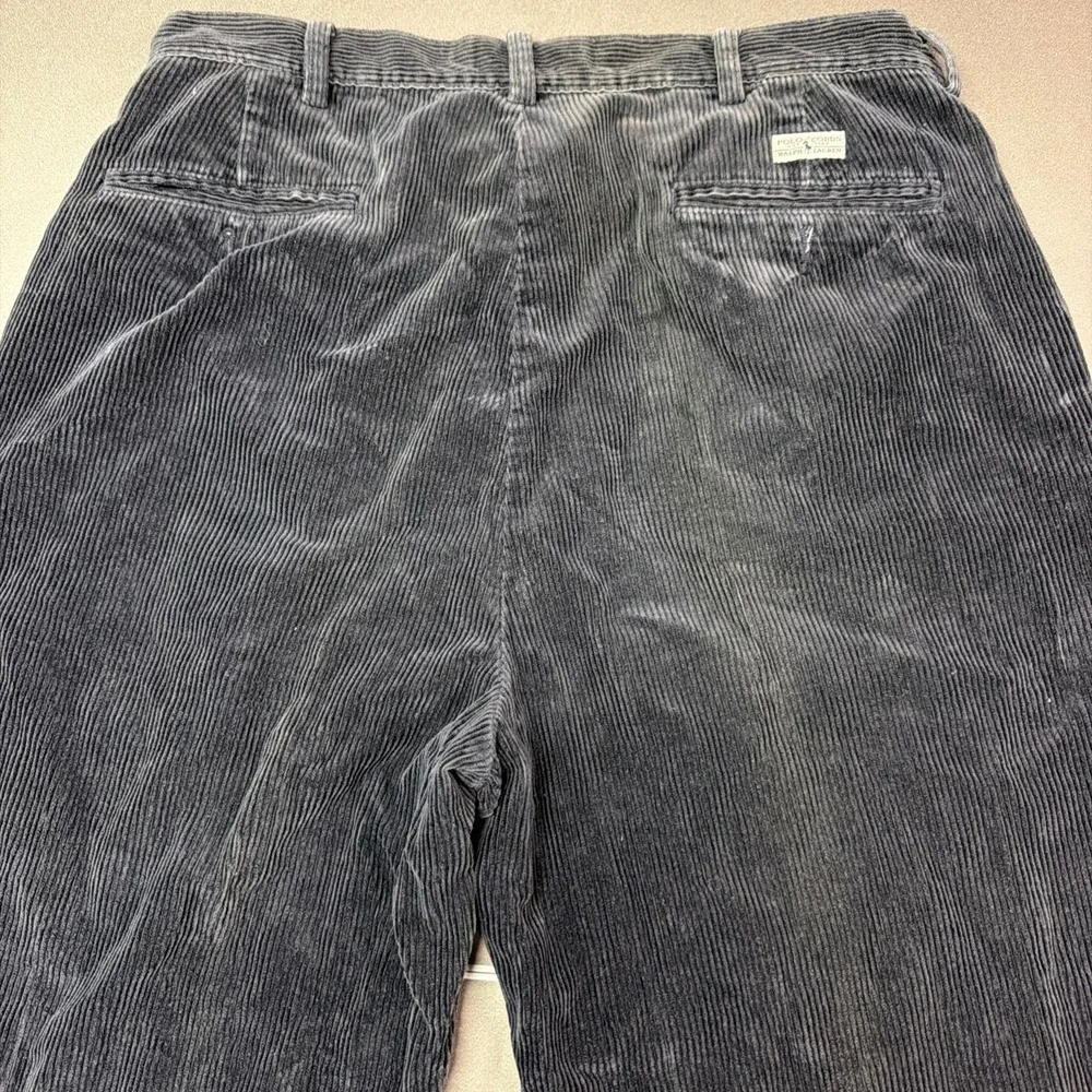 Polo Ralph Lauren Cords Gray Corduroy Pants Men's 34x30 Pleated Classic Fit